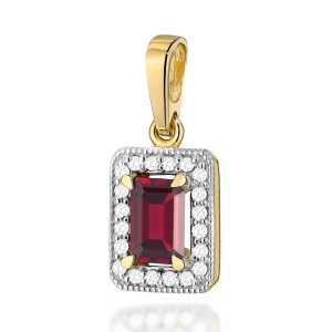 Zawieszka złota z Granatem 0,70ct i brylantami próby 585. Z-0422G